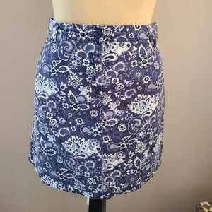 Size 12 Skort Karen Scott blue paisley skort skirt/shorts